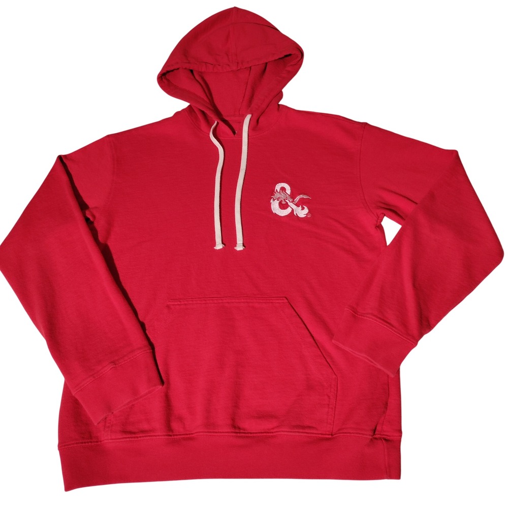 Dungeons & Dragons Mens Red‎ Embroidered Logo Pullover Hoodie Small Cotton S